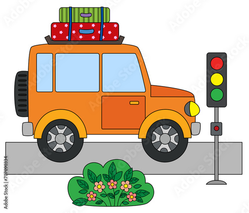  Car with baggage on the road