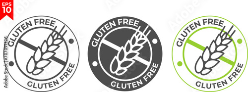 gluten free packaging sticker label icons. Flat design. Vector illustration
