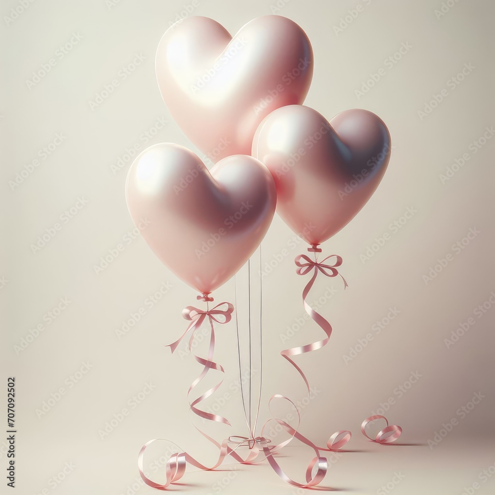 heart ballons  with ribbon  valentine s day