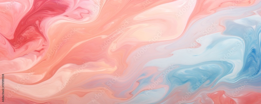 Pastel coral seamless marble pattern with psychedelic swirls 