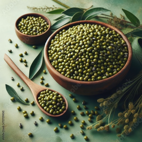 green mung beans in bowl