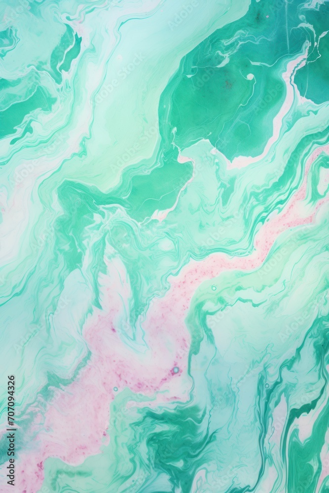 Pastel emerald seamless marble pattern with psychedelic swirls