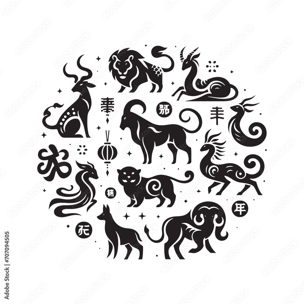 Zodiacal Whispers Captured: A Captivating Journey through the Intricate Chinese Zodiac Animal Silhouette Stock Collection - Chinese New Year Silhouette - Chinese Zodiac Animal Vector Stock
Zodiacal Whispers Captured: A Captivating Journey through the Intricate Chinese Zodiac Animal Silhouette Stock Collection - Chinese New Year Silhouette - Chinese Zodiac Animal Vector Stock