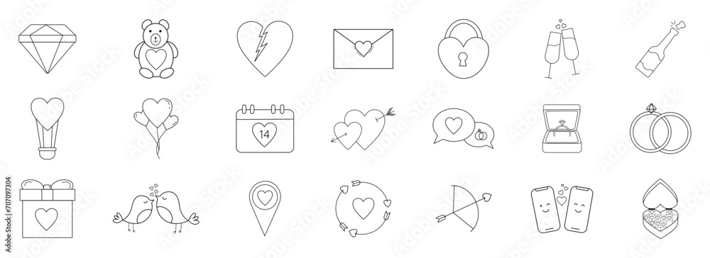 Valentines day vector icons. Valentines vector icons. 14 february valentine's day. Valentine symbols