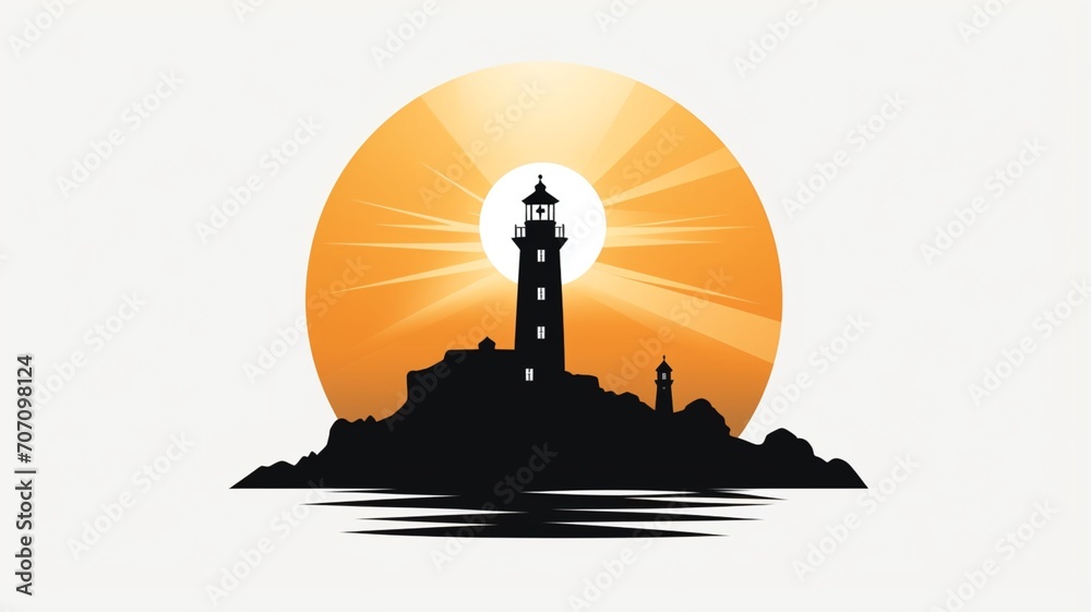 Medieval lighthouse background silhouette picture Ai generated art