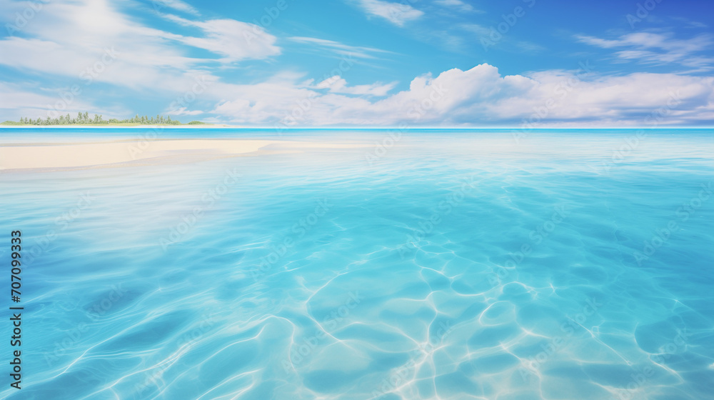 Beach with water, Abstract beautiful sandy beaches background with crystal clear waters of the sea and the lagoon, Ai generated image 
