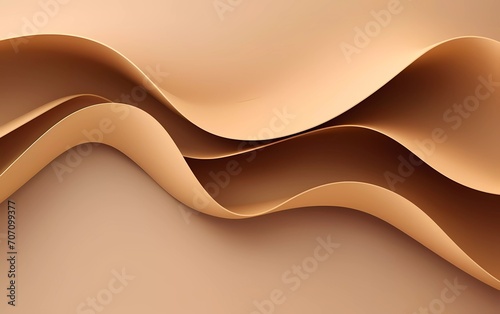Brown paper waving abstract banner design. Wavy vector background