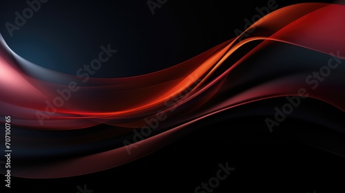 Calm smooth black and red waves Illustration background