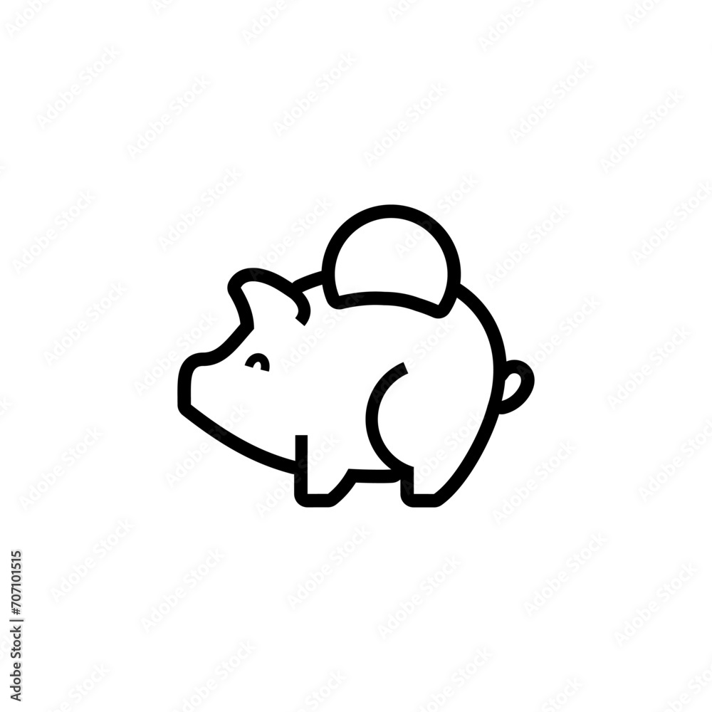 piggy bank icon with coin symbol, made line style piggy bank icon with coin symbol, made line style