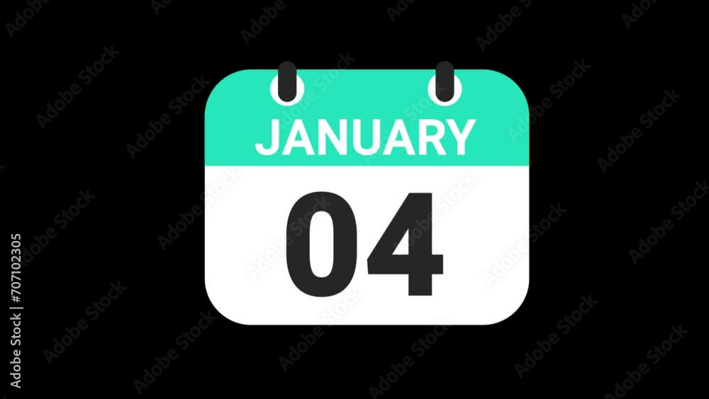 Date counting calendar date of 1 to 31,animation, Transparent alpha background
