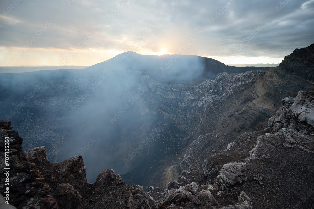 Emission gases go up from Masaya crater