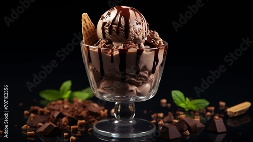 Nutella ice cream in glass cup picture Ai generated art