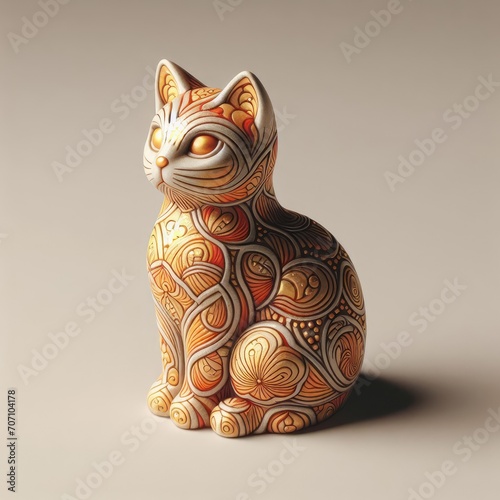 animal figure on a wooden toy wooden cat toy