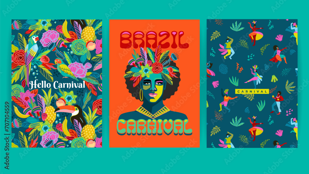Set of bright abstract templates. Brazil carnival. Vector design for carnival concept and other Set of bright abstract templates. Brazil carnival. Vector design for carnival concept and other