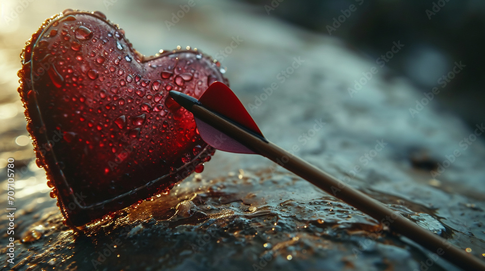 A close-up shot of Cupid's arrow hitting a heart-shaped target, symbolizing the precision and accuracy of love's aim A close-up shot of Cupid's arrow hitting a heart-shaped target, symbolizing the precision and accuracy of love's aim