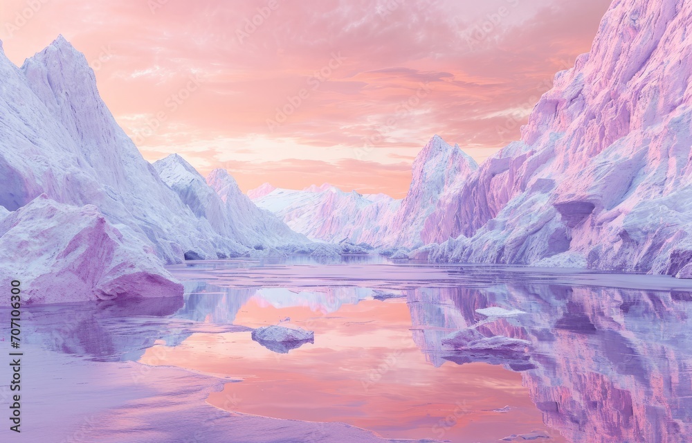 surreal  pink and purple mountains landscape on dreamy land