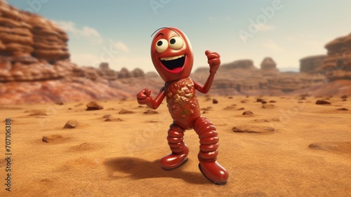 Sausage dancing mars cartoon stock photos Ai generated art