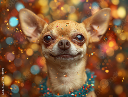 A dog celebrating, party