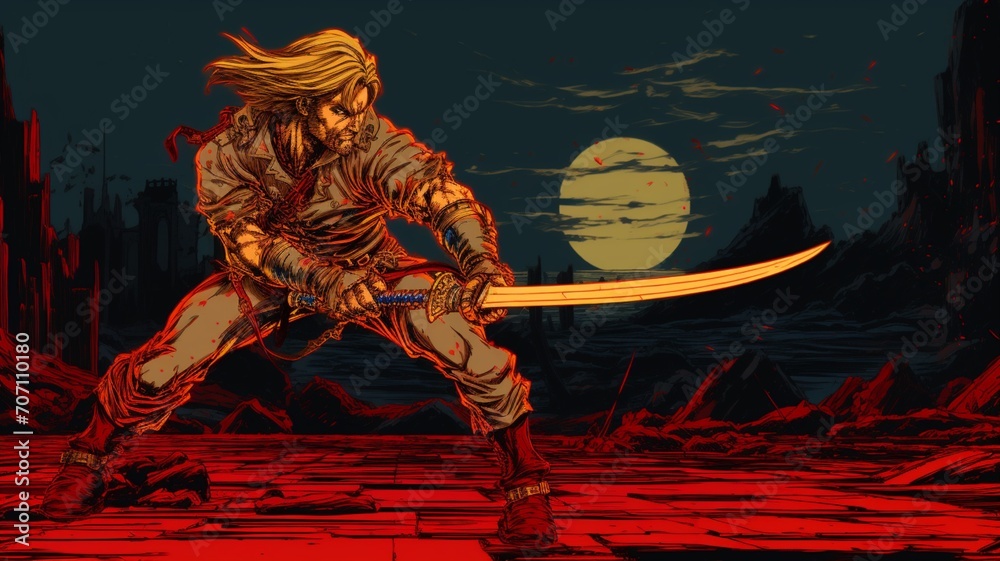 Simon belmont using his whip swing draw picture Ai generated art