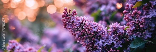 A close-up view of lilac flowers shallow depth photography of beautiful flowers with bokeh background. Floral banner photo