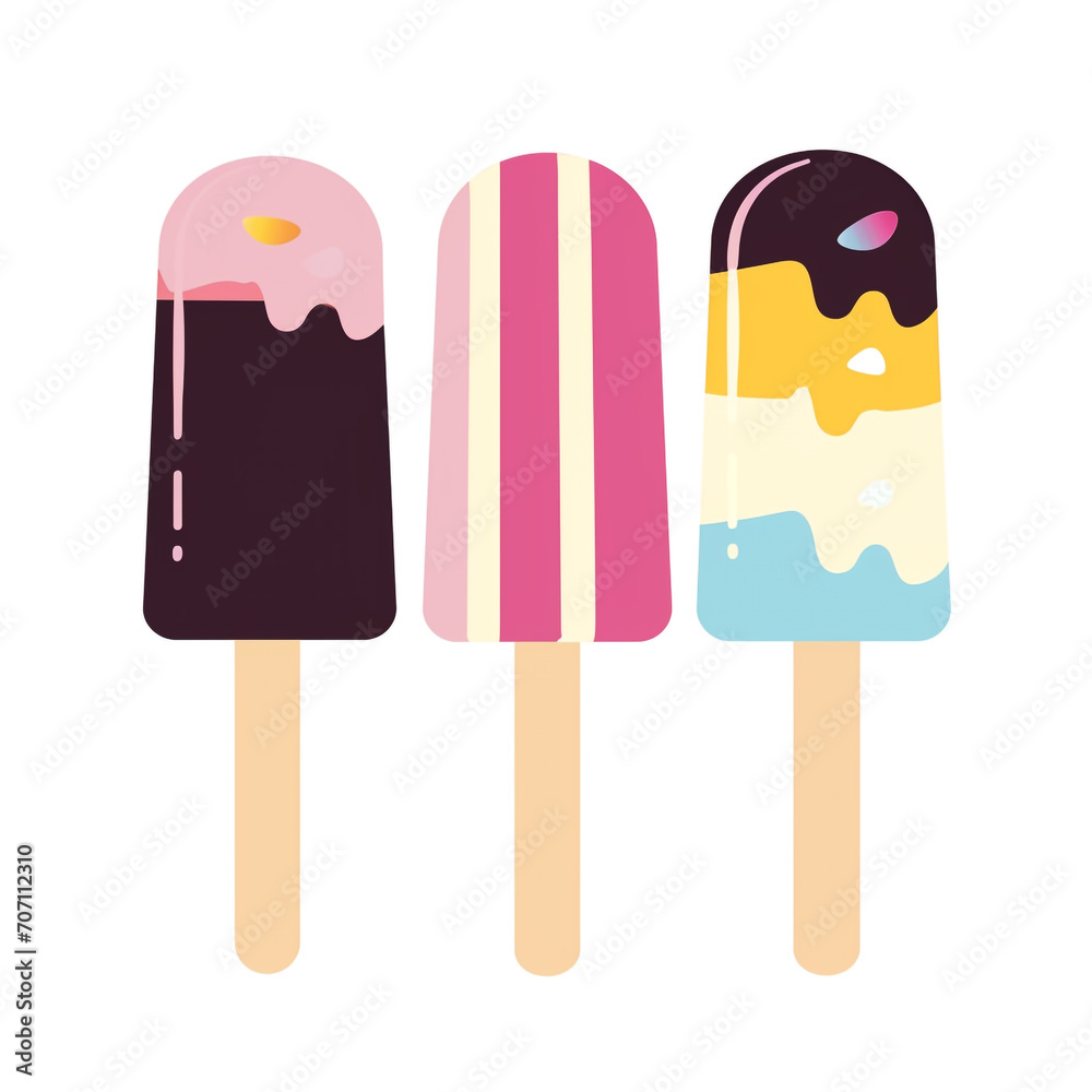 2D flat design illustration of a popsicle ice creams in flat pastel colors. Isolated on a white background.