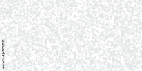 Abstract geometric white and gray background seamless mosaic and low polygon triangle texture wallpaper. Triangle shape retro wall grid pattern geometric vector square element.