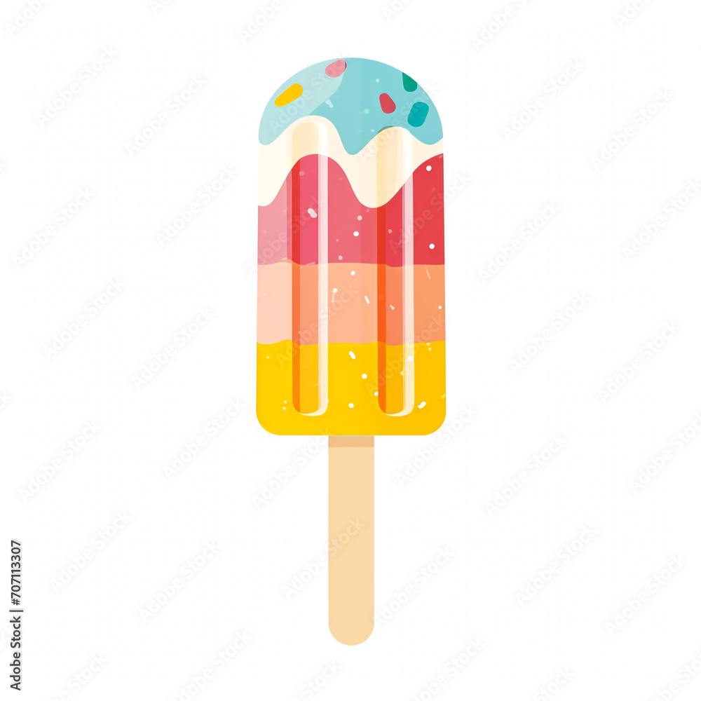 2D flat design illustration of a popsicle ice creams in flat pastel colors. Isolated on a white background. 2D flat design illustration of a popsicle ice creams in flat pastel colors. Isolated on a white background.