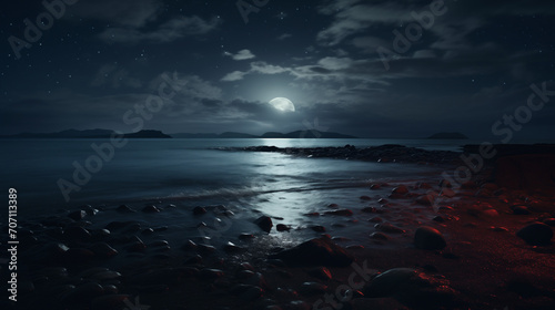 Sunset over the sea, moon over the ocean, moonlight over the sea , Ai generated image © FH Multimedia