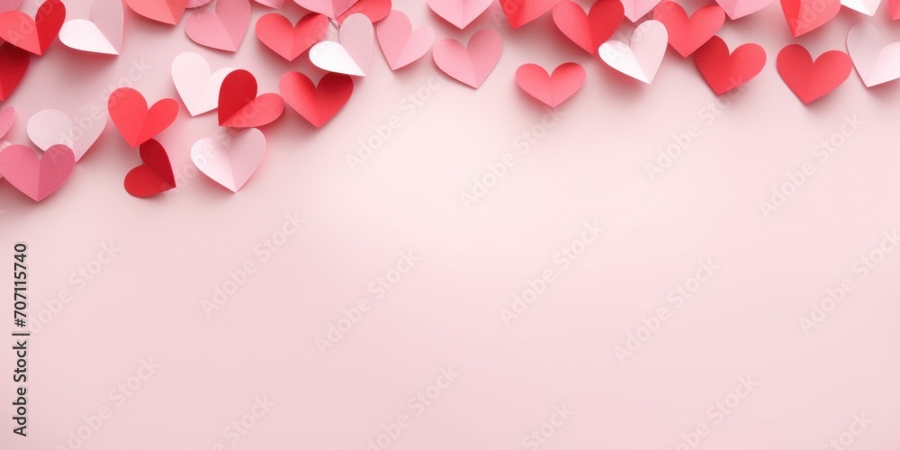 Valentine's Day background. pastel color background. Valentines day concept. Flat lay, top view, copy space. Generative ai