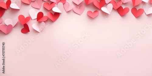 Valentine's Day background. pastel color background. Valentines day concept. Flat lay, top view, copy space. Generative ai