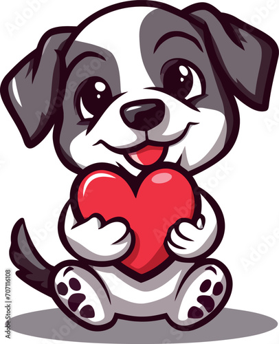 simpatici animali che tengono un cuore rosso, cane, gatto, orsetto 012