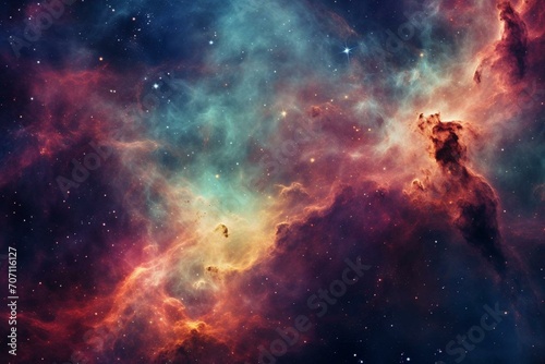Detailed view of vibrant galaxy nebula. Generative AI