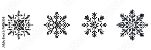 Set of White and dark snowflake transparent background 