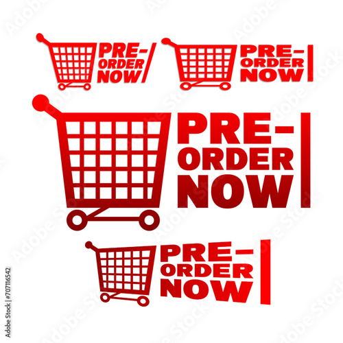 shopping cart with pre order now sign vector