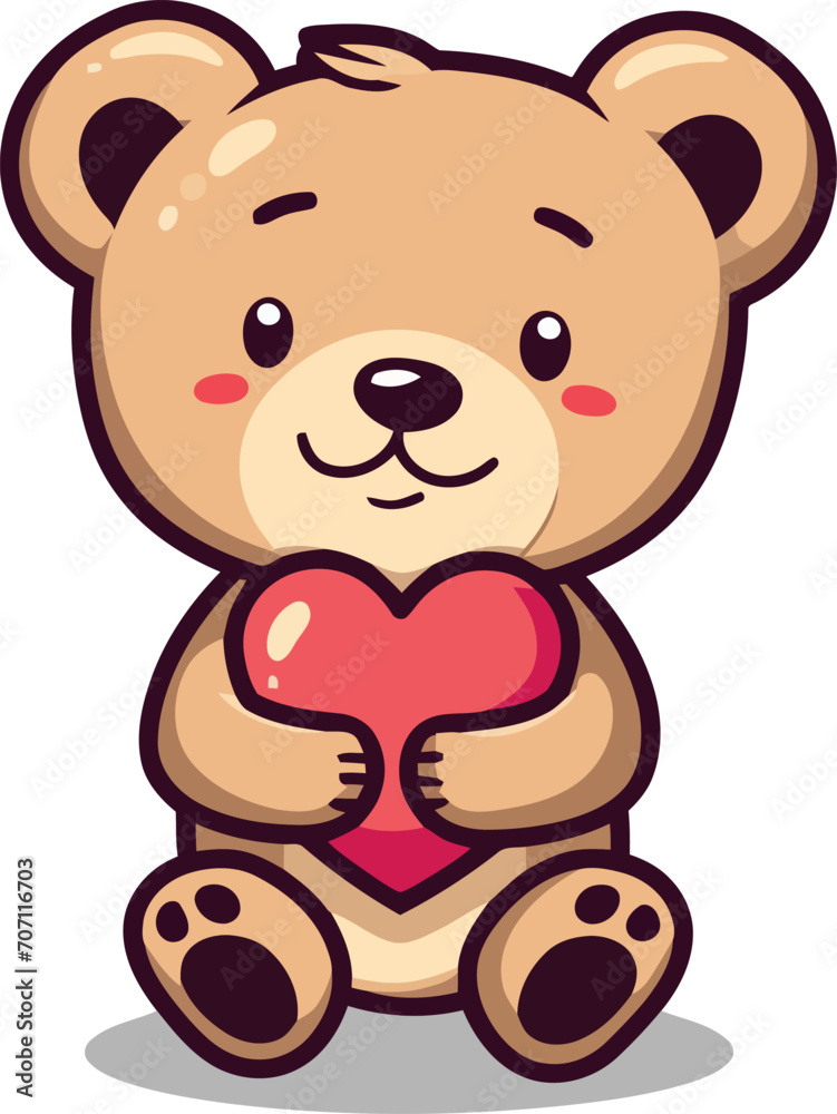 Obraz premium simpatici animali che tengono un cuore rosso, cane, gatto, orsetto 04