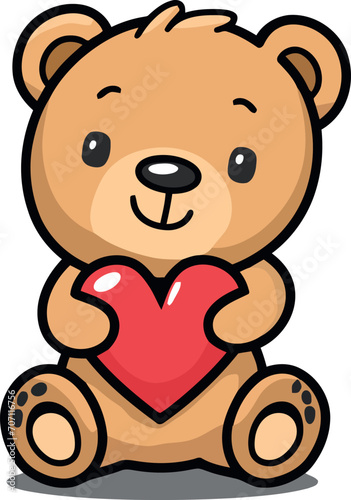 simpatici animali che tengono un cuore rosso, cane, gatto, orsetto 03