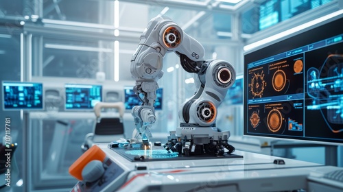 High-Tech Robotic Arm Conducting Analysis in Laboratory