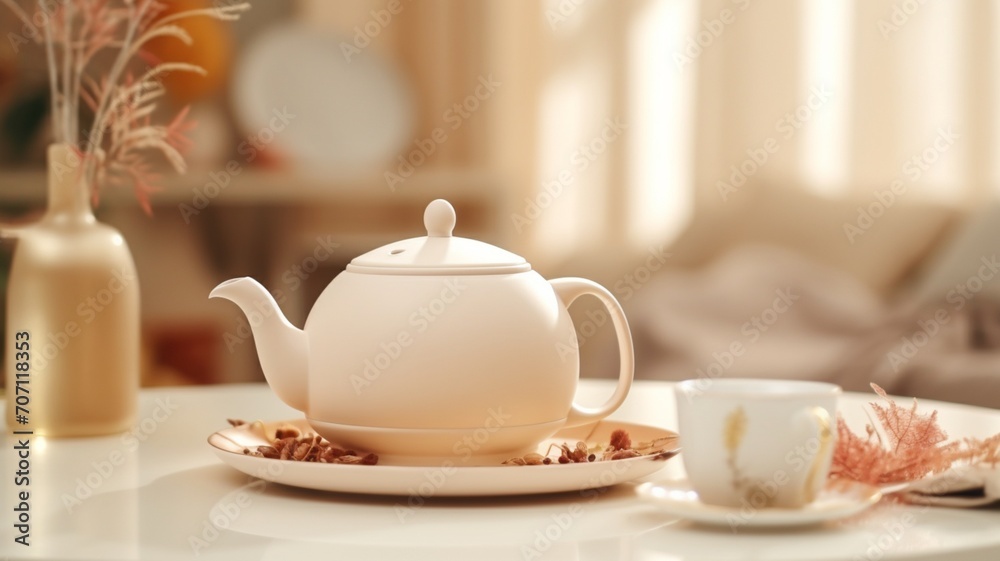 Tea set teapot style serene pea image Ai generated art Tea set teapot style serene pea image Ai generated art