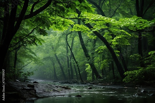 Fresh Green Awakening  Rain Breathes Life into Dense Forest