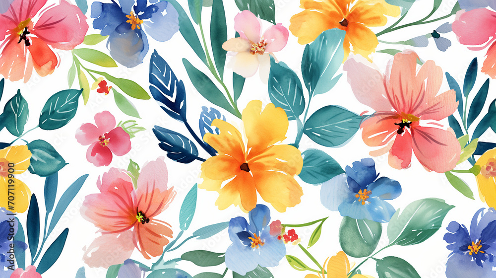 Pastel vector seamless flower pattern backdrop background, Seamless watercolor floral patter, Ai generated image