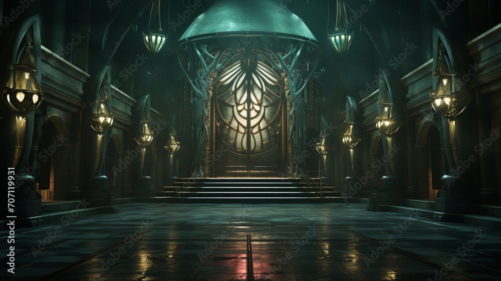 Throne room castle night medieval fantasy image Ai generated art