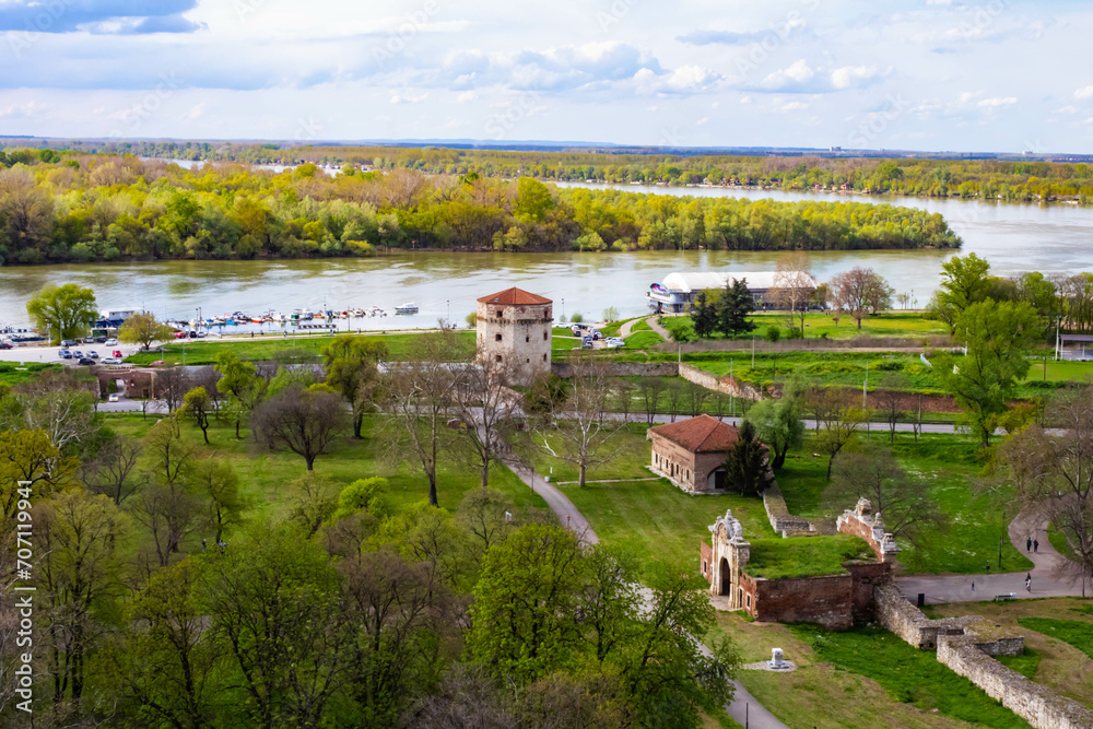 Fototapeta premium Nebojša Tower (Kula Nebojša), the only surviving mediaeval tower of the Belgrade Fortress built in the 15th century,