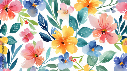 Pastel vector seamless flower pattern backdrop background, Seamless watercolor floral patter, Ai generated image © FH Multimedia