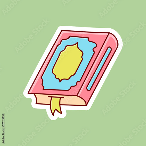 free vector, illustration of Ramadan theme stickers, the holy book Al-Qur'an