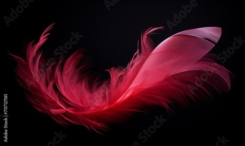 Luxury feather photography with smoke on black background  Generative Ai  