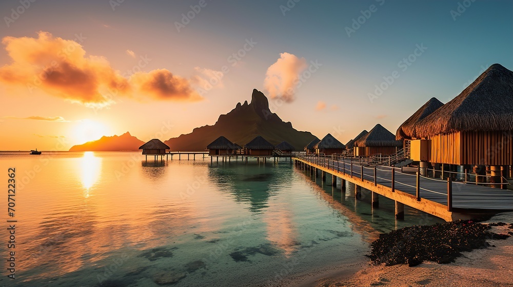 Sandy tropical beach with island on background Sandy tropical beach with island on background