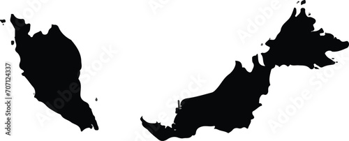 Malaysia vector map silhouette isolated on white background.