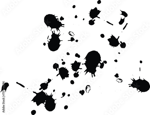 Ink drops and splashes. Blotter spots, liquid paint drip drop splash and ink splatter. Artistic dirty grunge abstract spot vector