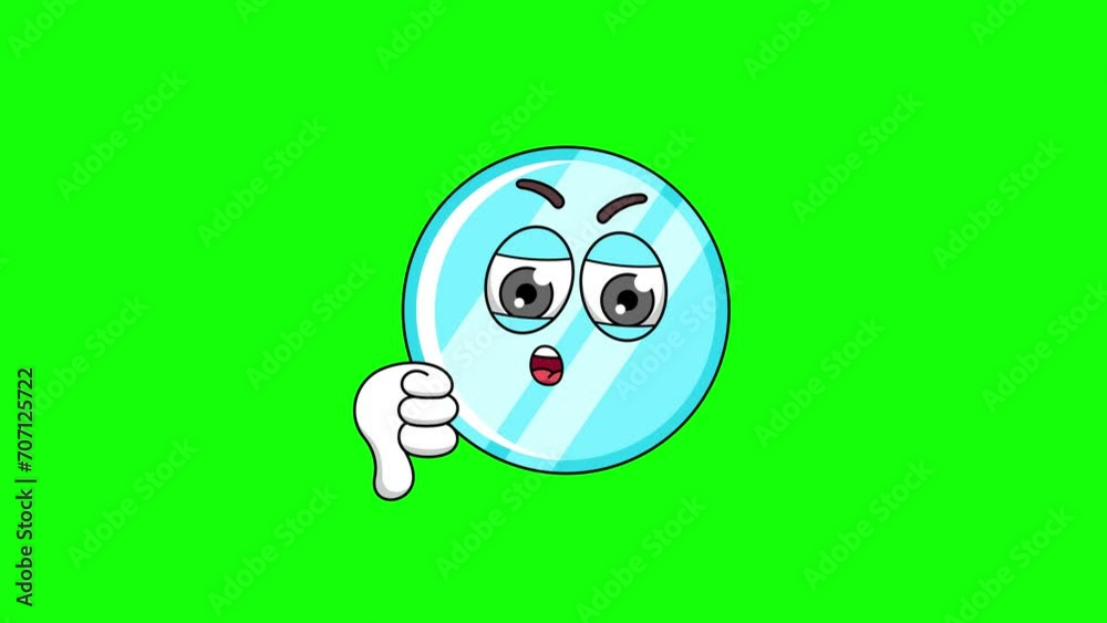 mirror cartoon with thumb-down hand, emoji green screen animation mirror cartoon with thumb-down hand, emoji green screen animation