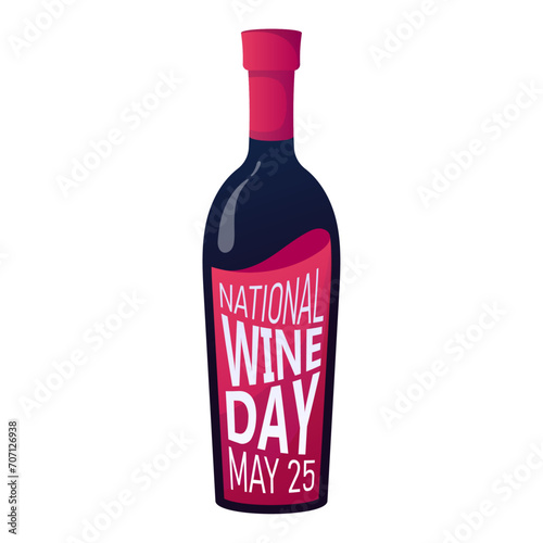 Bottle of wine, national wine day may 25, isolated on white